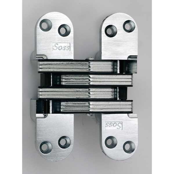 Universal Industrial Soss 1-3/8" x 5-1/2" Heavy Duty Invisible Spring Hinge for 2" Doors Satin Chrome Finish 220ICUS26D - main